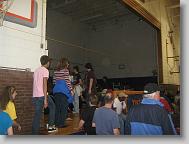 We're getting ready to sort all the coats we brought from our church. It's going to be a very long night.